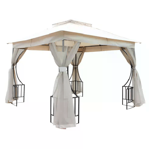 Garden Gazebo da Giardino 3x3 m Struttura Acciaio Telo Ecrù Antivento