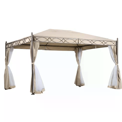 Garden Gazebo Grande da Giardino 3x4 m Struttura Acciaio Telo Ecrù Zanzariera