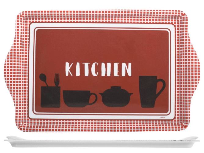 H&h 2x Vassoi Melamina Kitchen Red Cm46,5x29,5 H&H