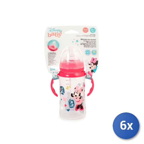 Lulabi 6x Biberon 270 Ml Manici Con Tettarella Silicone, Lulabi, Minnie