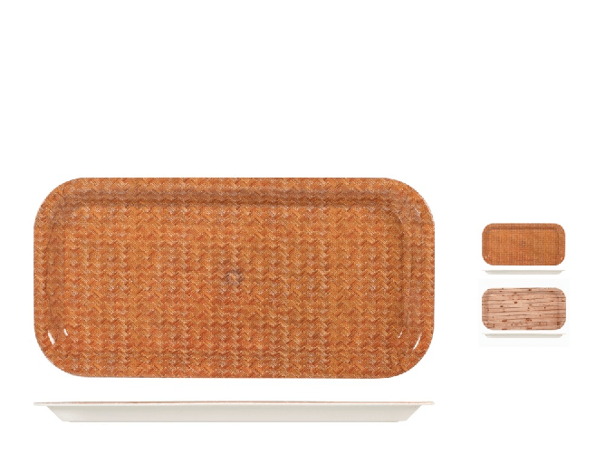 H&h 6x Vassoi H&H Rettangolare Legno 40X20 Polipropilene