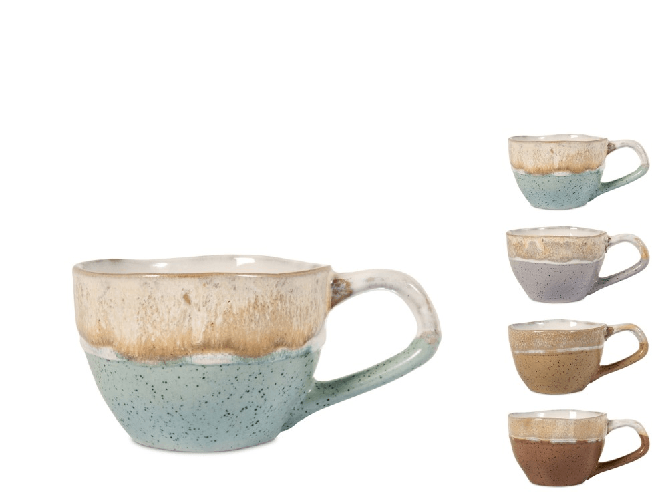 H&h 4x Tazze Caffe' Malika 110 Stoneware