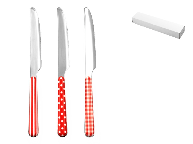 Home 6x Coltelli In Acciaio Inox Da Tavola Provence Con Decoro Rosso