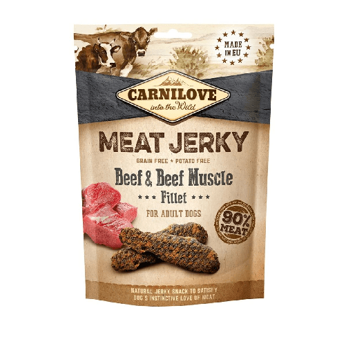 Carnilove mangime Carnilove Meat Jerky Beef & Beef muscle fillet Adulto Tacchino Carne di vitello 100 g
