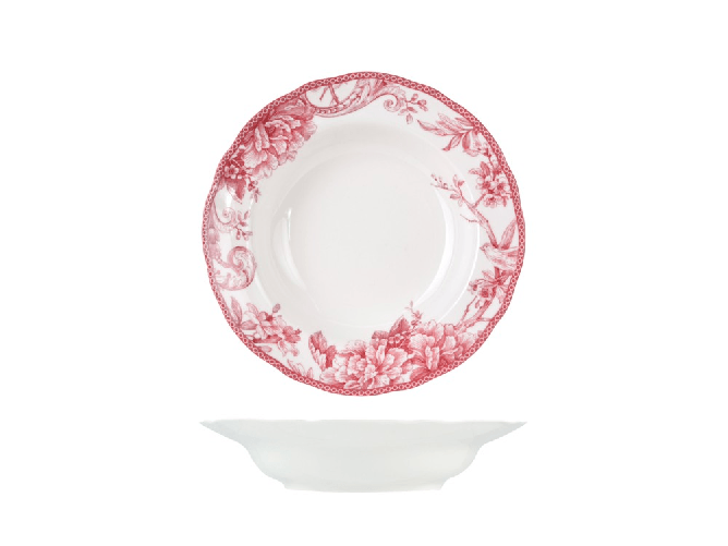 H&h 6x Piatti fondi H&H Primrose In Porcellana, Disegno Rosato Ø 22,5 Cm