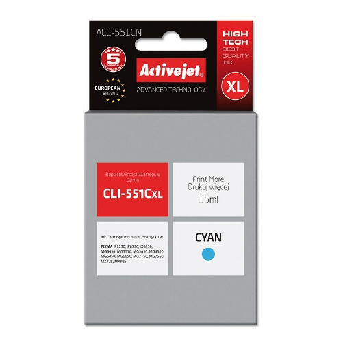 Activejet Cartuccia ad Inchiostro Originale Activejet ACC-551CN Ciano