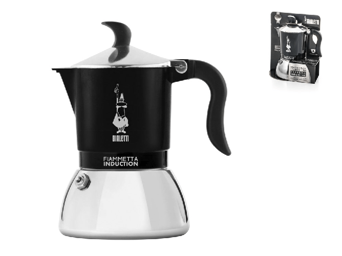 Bialetti Caffettiera Italiana Bialetti FIAMMETTA INDUCT Nero Alluminio 4 Tazze Bialetti Biletti Caffettiera Fiammetta tazze 4, nero