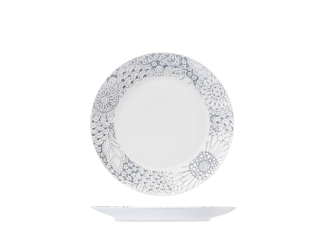 H&h 6x Piatti Frutta H&H Kyoto New Bone China Bianco Cm 20
