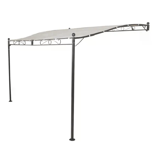Garden Gazebo Pergola Addossato 3,5x2,5 m Metallo Antracite Telo Ecrù