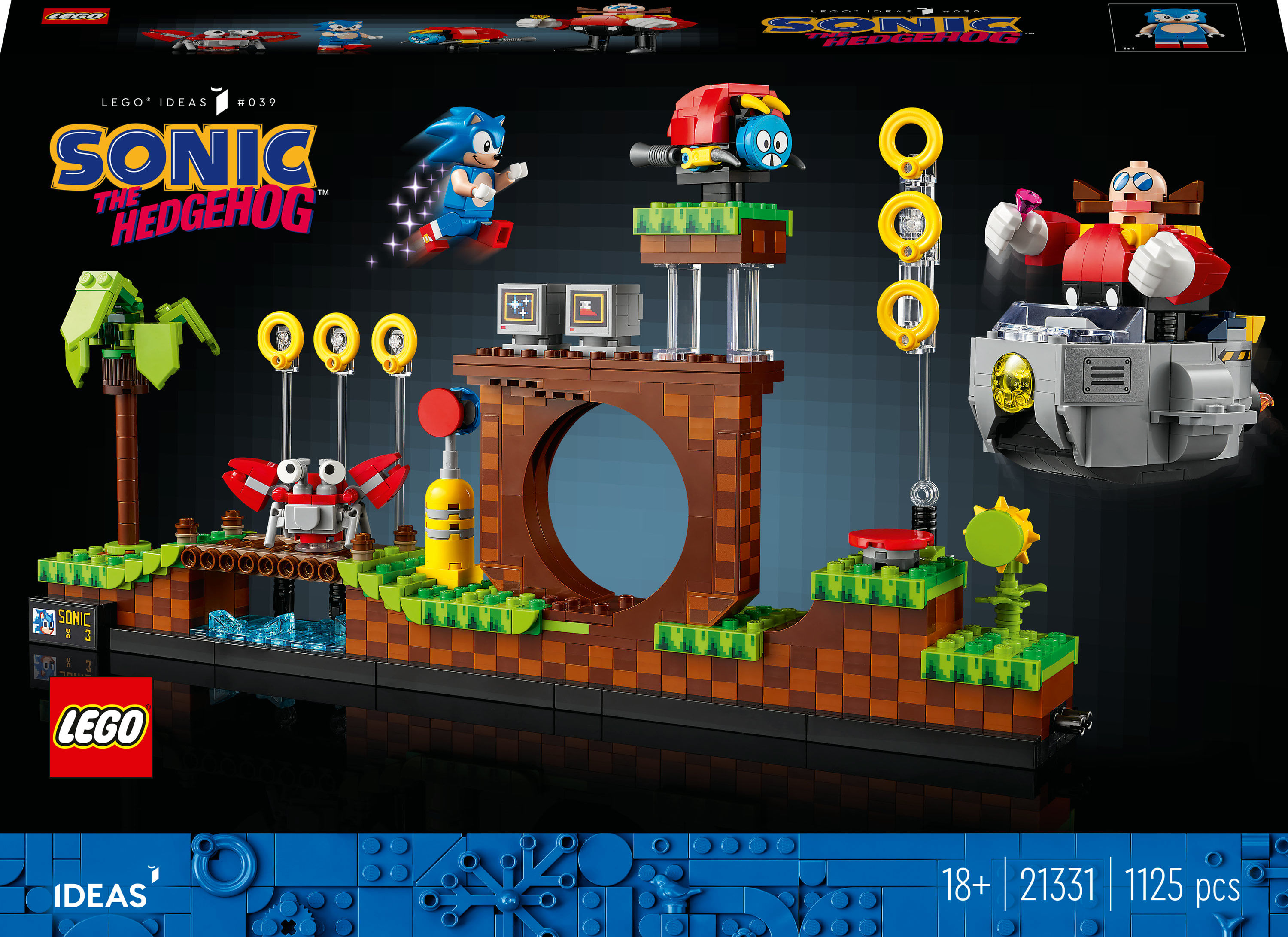 LEGO Ideas 21331 Sonic the Hedgehog - Green Hill Zone, Modello da Costruire per Adulti, Cultura Pop Anni 90, Dr. Eggman LEGO Ideas Sonic the Hedgehog