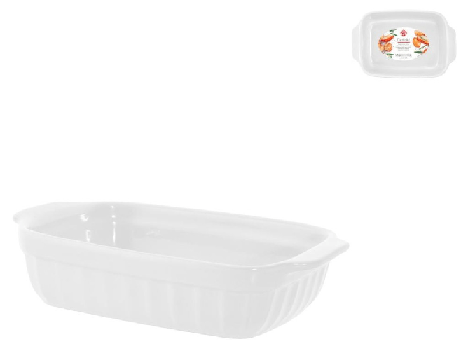 Home Pirofila rettangolare di colore bianco di cm 22x14 con maniglie