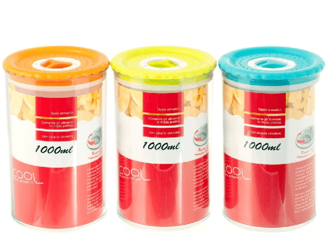 Home 6x Barattoli Plastica Tondi tappo colorato Cc1000 14 Home