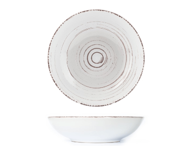 H&h 6x Piatti fondi H&H Terre Du Sud In Stoneware Colore Bianco, Ø 21,5 Cm