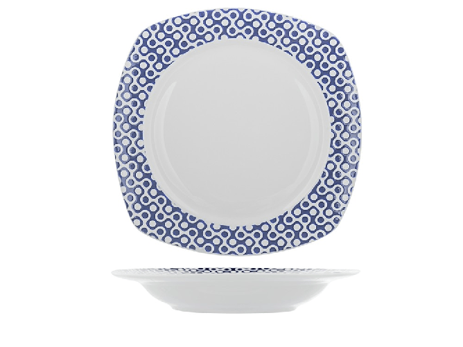 H&h 6x Piatti fondi H&H Fuij New Bone China Bianco Cm 21,5