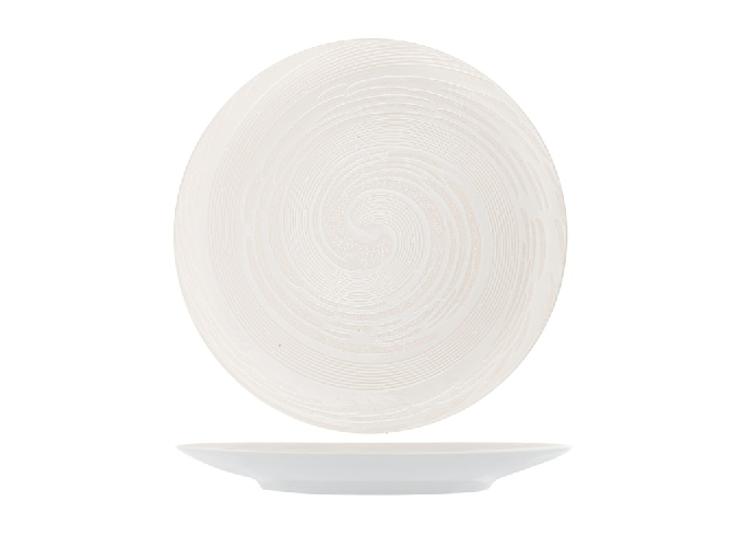 H&h 6x Piatti piani H&H Vortex Bianco In Stoneware Cm27