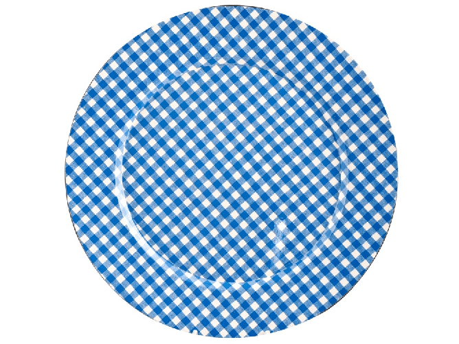Home 6x Sotto Piatti Tondo Ala Quadretti Azzurri Ceramica 33Cm Made In Italy