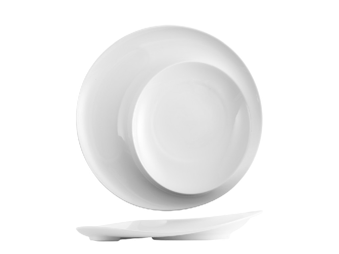 H&h 2x Piatti Selection Hotellerie In Porcellana Bianca Cm 25,7X3,5H.