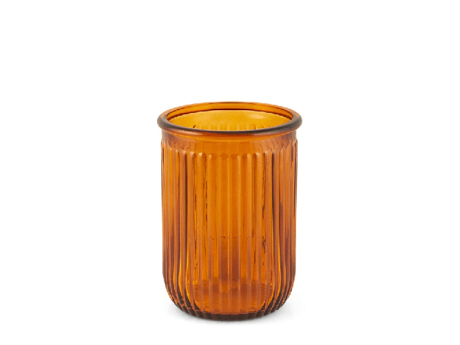 H&h H&H Vaso con decoro righe in vetro riciclato ambra cm. 20