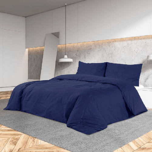 VidaXL Set Copripiumino Blu Marino 135x200 cm in Cotone