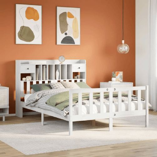 VidaXL Letto Libreria senza Materasso Bianco 140x190 cm Legno di Pino