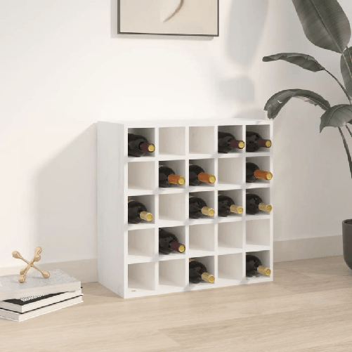 VidaXL Portabottiglie Bianco 56x25x56 cm in Legno Massello di Pino