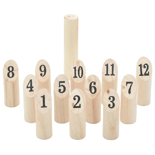 VidaXL Set Gioco Kubb Numerici 13pz con Custodia Legno Massello Pino