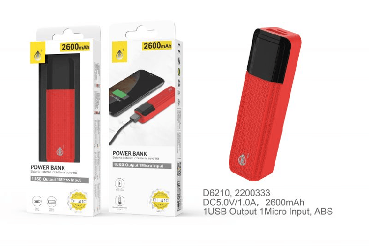 One Plus ES POWER BANK SORLAX 2600 mAh ROSSO - D6210
