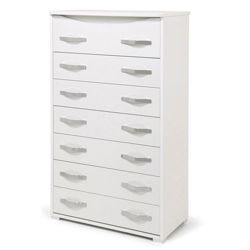 Pidema:Cassettiera bianco frassinato con 7 cassetti in legno nobilitato. Mobile settimini ideale per camerette e camera da letto in offerta