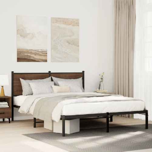 VidaXL Giroletto senza Materaso in Metallo Rovere Marrone 137x190 cm