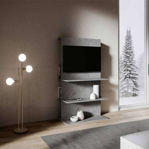 Pidema:Mobile porta TV Loki B dal design moderno. Parete attrezzata moderna antracite spatolato con ripiani a prezzi bassi