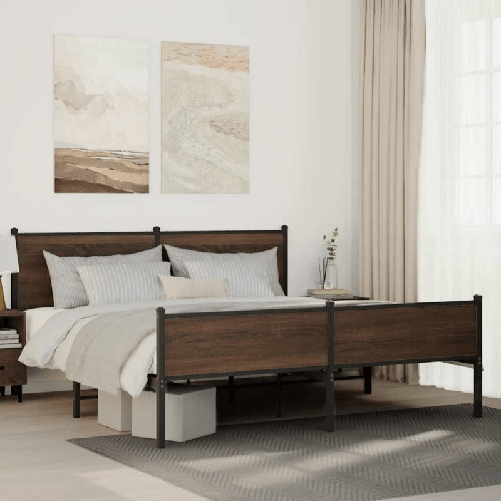 VidaXL Giroletto senza Materaso in Metallo Rovere Marrone 180x200 cm