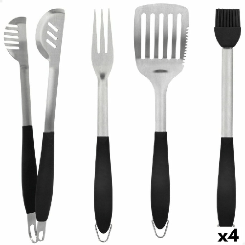 Aktive Set Utensili da Barbecue Aktive 4 Pezzi Barbecue Acciaio inossidabile 10 x 42 x 4 cm (4 Unità)