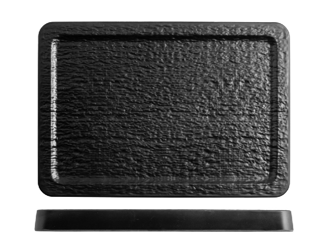 H&h 3 piatti rettangolare nero cm 36x25x2,5
