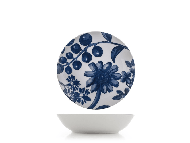 H&h H&H 6 piatti fondi Grandiflora decorati blu cm.20