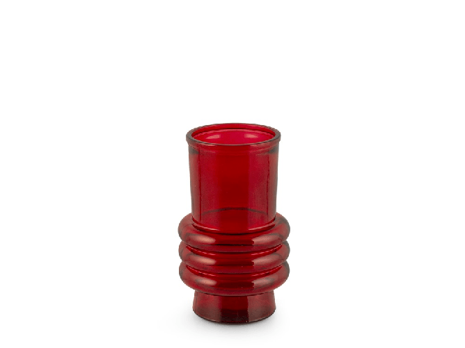H&h H&H Vaso geometrico in vetro riciclato rosso cm. 17