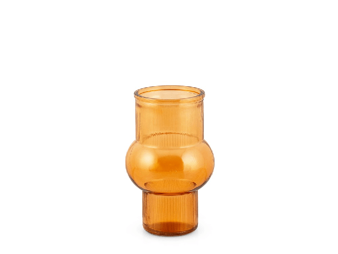 H&h H&H Vaso geometrico in vetro riciclato ambra cm. 17
