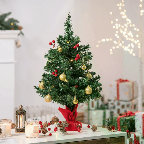 Cecaro Group Albero di Natale Artificiale da Tavolo 60 cm 73 Rami 15 LED