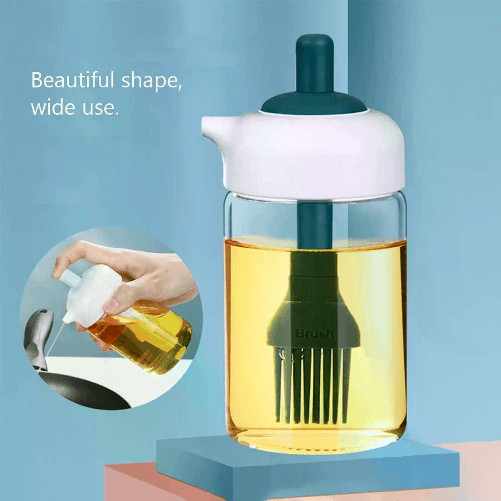 Bottiglia per olio da 230 ml in vetro con pennello in silicone