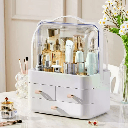 Cecaro group Organizer Trucchi con 3 Cassetti e Maniglie per Cosmetici, Gioielli e Accessori