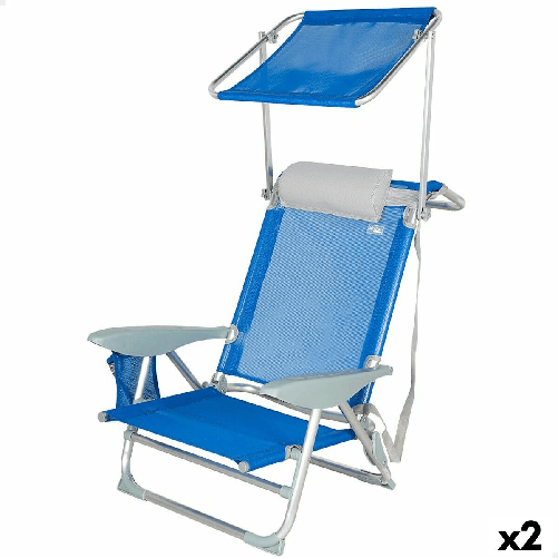 Aktive Sedia da Spiaggia Aktive Azzurro 47 x 67 x 43 cm (2 Unità)