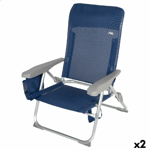 Aktive Sedia da Spiaggia Aktive Slim Pieghevole Blu Marino 47 x 87 x 58 cm (2 Unità)