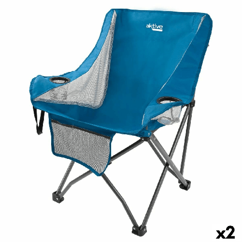 Aktive Sedia da Campeggio Pieghevole Aktive Azzurro 48 x 86 x 50 cm (2 Unità)