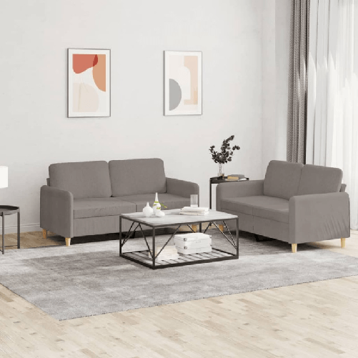 VidaXL Set di Divani 2 pz con Cuscini Tortora in Tessuto