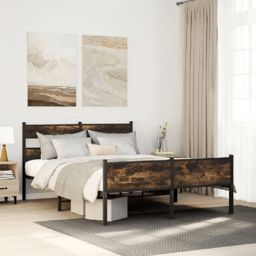 VidaXL Giroletto senza Materasso Rovere Fumo 150x200 cm in Truciolato