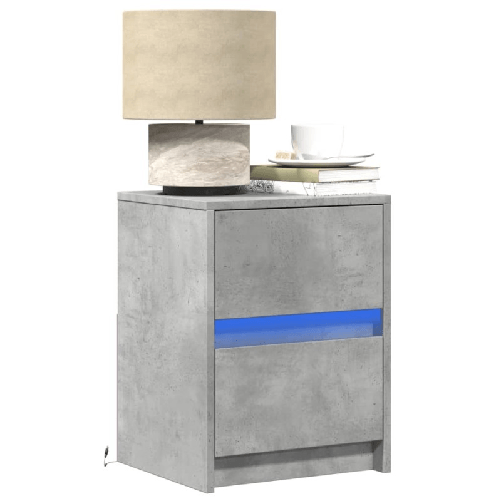 VidaXL Comodini con Luci LED 2pz Grigio Cemento in Legno Multistrato