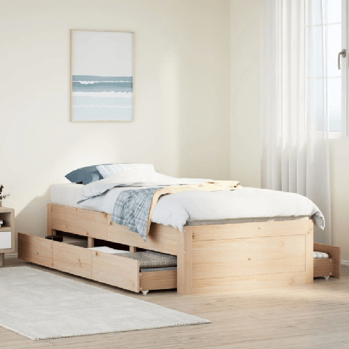 VidaXL Giroletto senza Materasso con Cassetti 90x190 cm Massello Pino