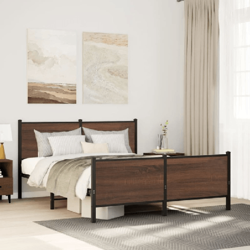 VidaXL Giroletto senza Materasso in Metallo Rovere Marrone 140x200 cm