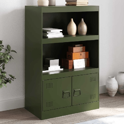 VidaXL Credenza Verde Oliva 67x39x107 cm in Acciaio