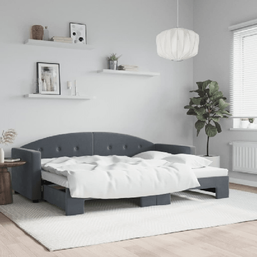VidaXL Divano Letto con Letto Estraibile Grigio Scuro 80x200cm Velluto