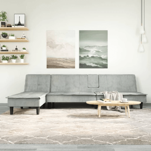 VidaXL Divano Letto a L Grigio Chiaro 255x140x70 cm in Velluto